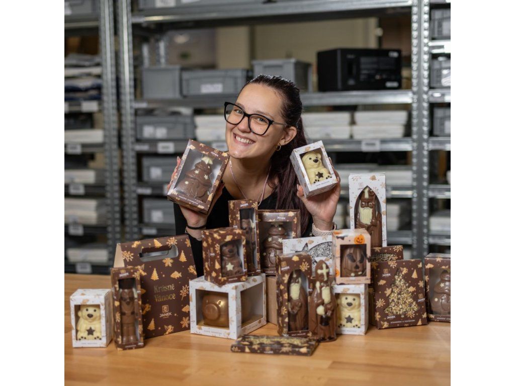 Čokoládové vánoční figurky Janek v dárkových krabičkách